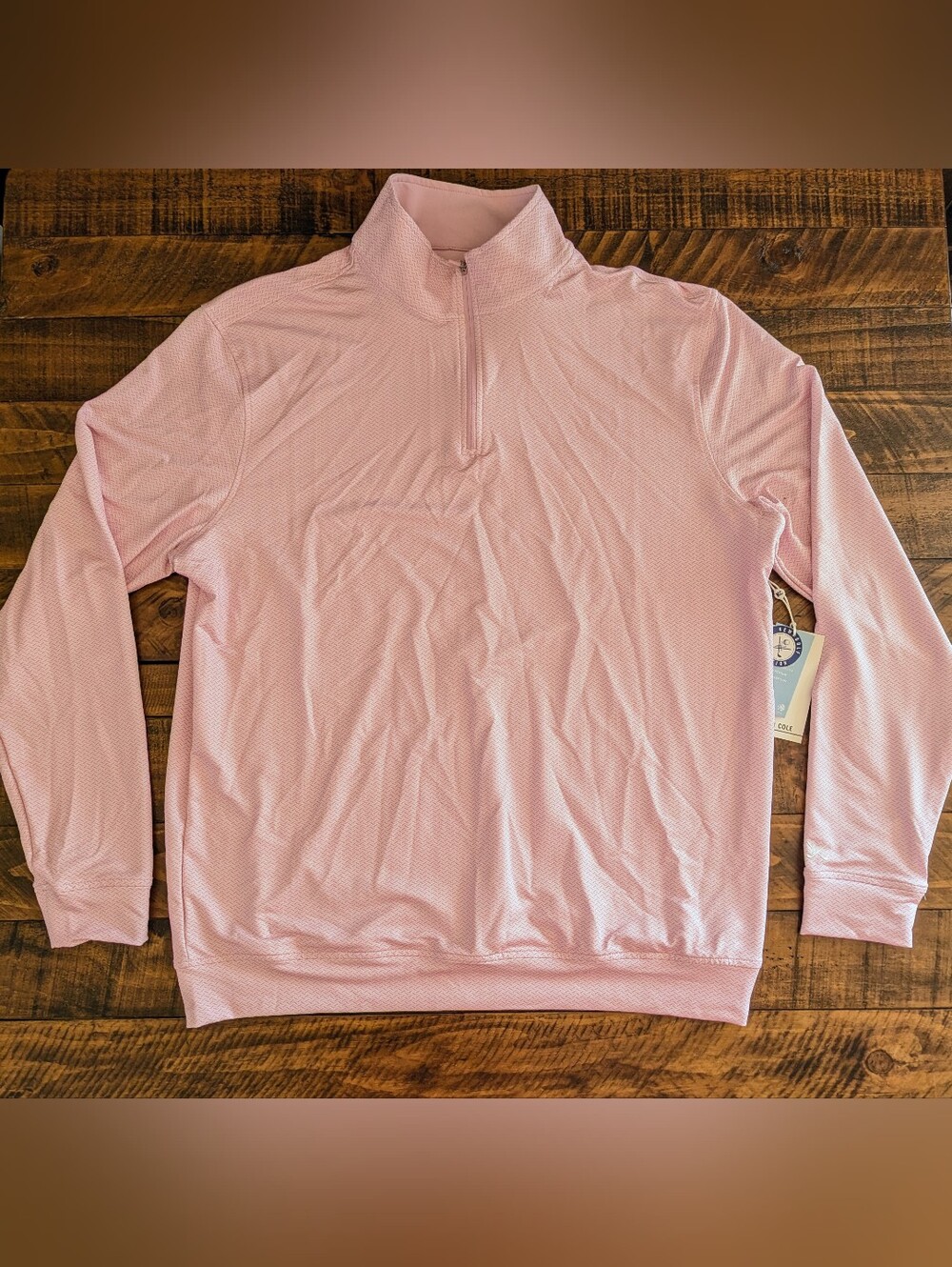 Kenneth Cole Golf 1/4 Zip Pullover Mens L Pink Chevron Wicking Performance NWT